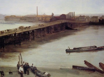 茶色と銀の旧バタシー橋 ジェームズ・アボット・マクニール・ウィスラー Oil Paintings